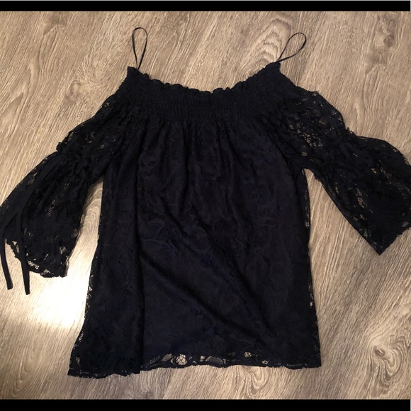 Dark blue navy top shoulder off - Picture 2 of 2